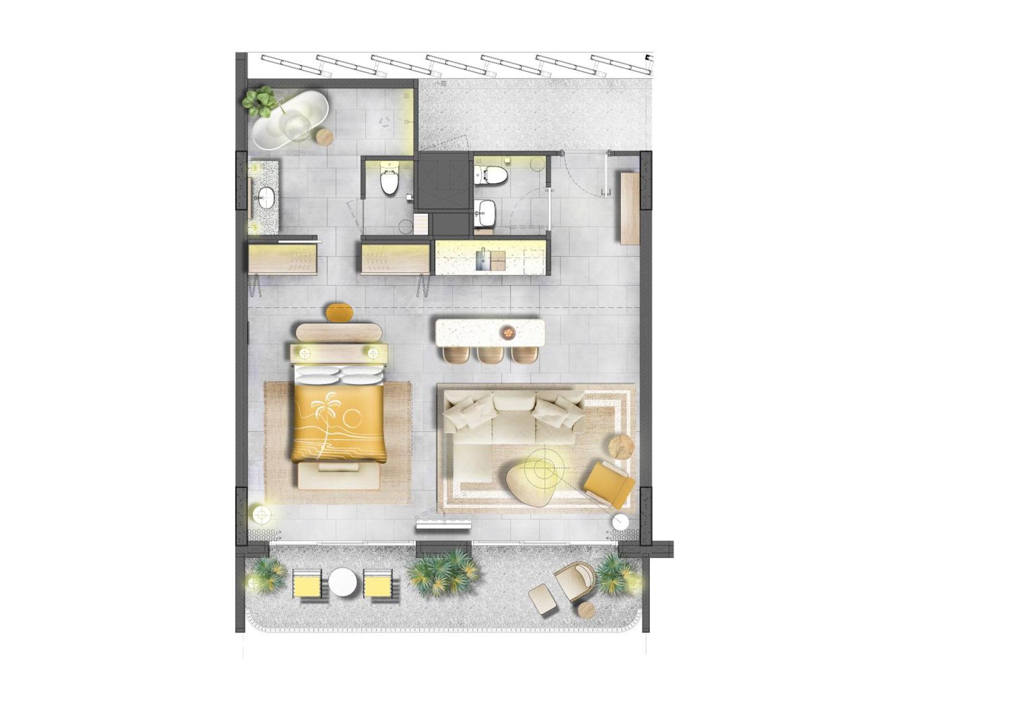Hotel The Standard, HHQ Habitación foto A floor plan of a typical apartment